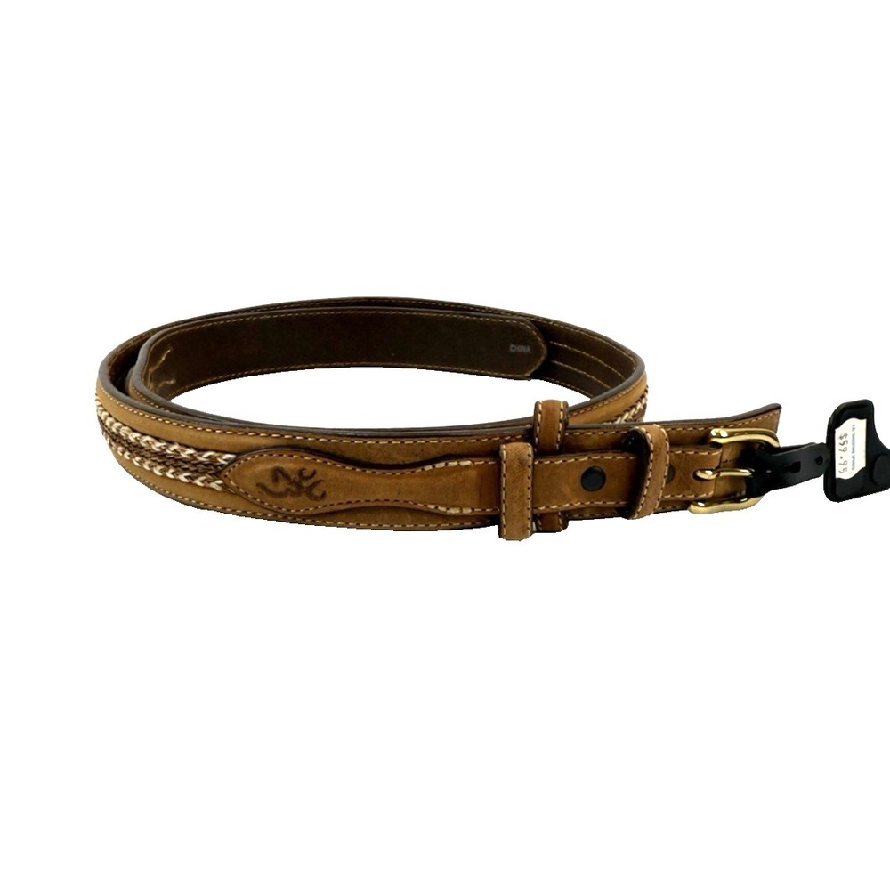 Browning Leather Braided Horse Hair Belt Mens Sz 44 Light Brown‎ Natural  NWT